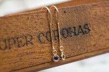 Load image into Gallery viewer, 9ct Gold Iolite Threader Earrings | Pull through
