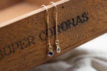 Load image into Gallery viewer, 9ct Gold Iolite Threader Earrings | Pull through
