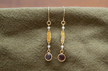 Load image into Gallery viewer, 9ct Gold Garnet &amp; Pearl Vintage Remodelled Earrings | Art Deco
