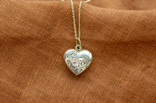 Load image into Gallery viewer, 9ct Gold Heart Locket | Floral Engraved | Vintage 2000s
