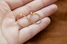 Load image into Gallery viewer, 9ct Gold Rope Twist Hoop Earrings | Stud Hoops | 1990s
