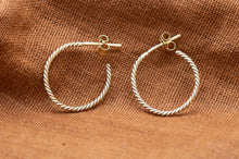 Load image into Gallery viewer, 9ct Gold Rope Twist Hoop Earrings | Stud Hoops | 1990s
