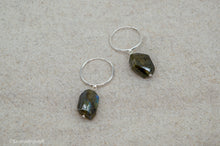 Load image into Gallery viewer, Faceted Labradorite Hoop Earrings | Sterling Silver
