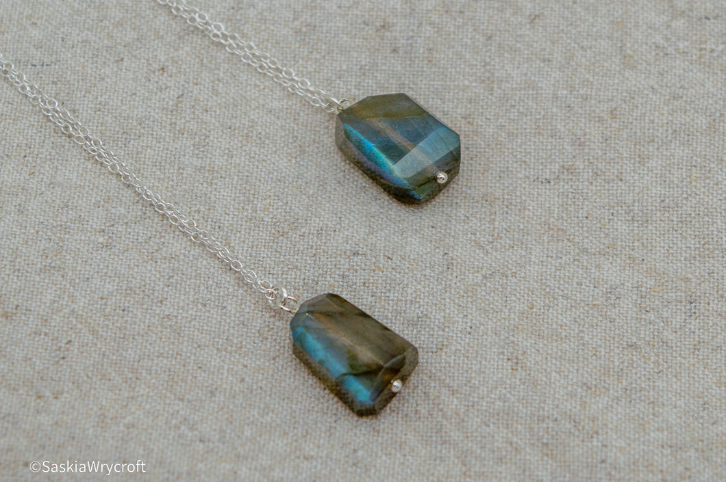 Faceted Labradorite Necklace | Sterling Silver