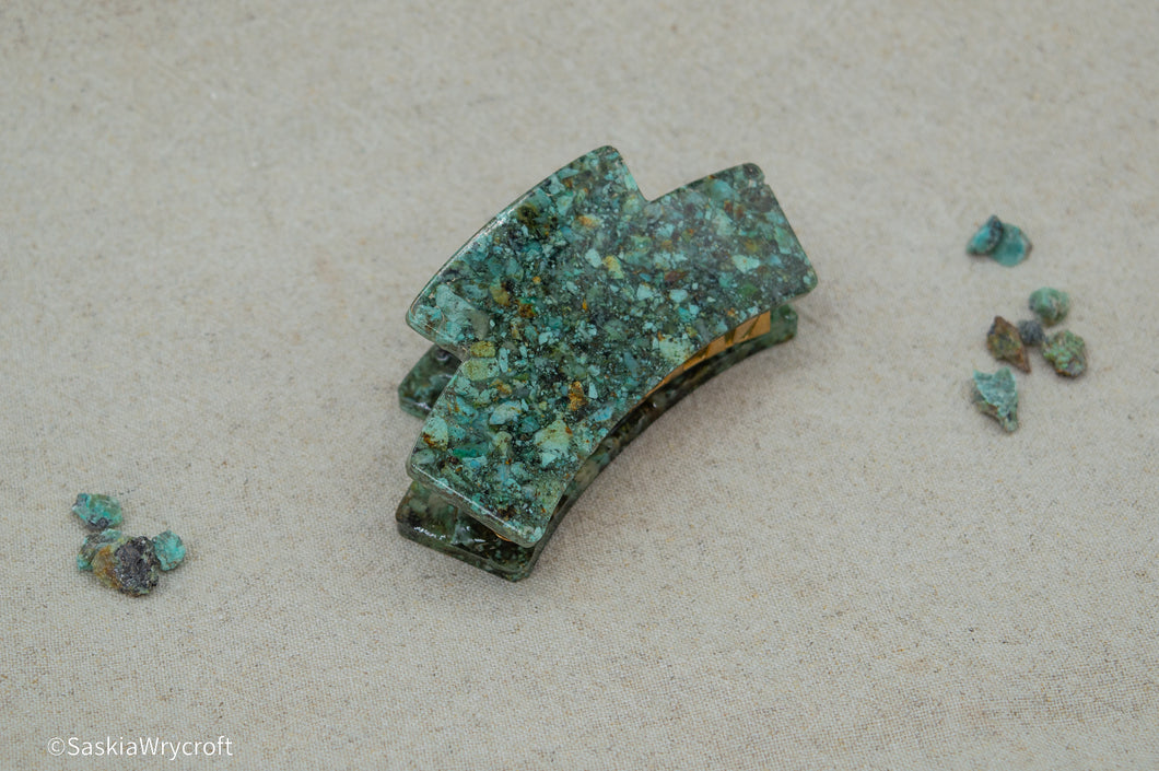 African Turquoise Resin Hair Claw