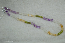 Load image into Gallery viewer, Amethyst, Quartz, Peridot and Citrine Beaded Necklace | Silver Plated
