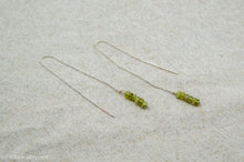 Load image into Gallery viewer, Green Garnet Threader Earrings | Sterling Silver | Andradite
