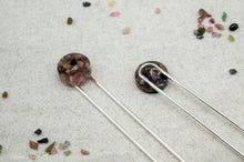 Load image into Gallery viewer, Watermelon Tourmaline Resin Hair Pin | Hair Fork | Silver Plated
