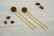 Load image into Gallery viewer, Tigers Eye Resin Hair Pin | Hair Fork | Gold Plated
