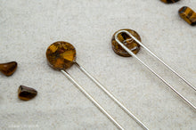 Load image into Gallery viewer, Tigers Eye Resin Hair Pin | Hair Fork | Silver Plated
