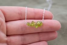 Load image into Gallery viewer, Peridot Chip Bar Necklace | Sterling Silver
