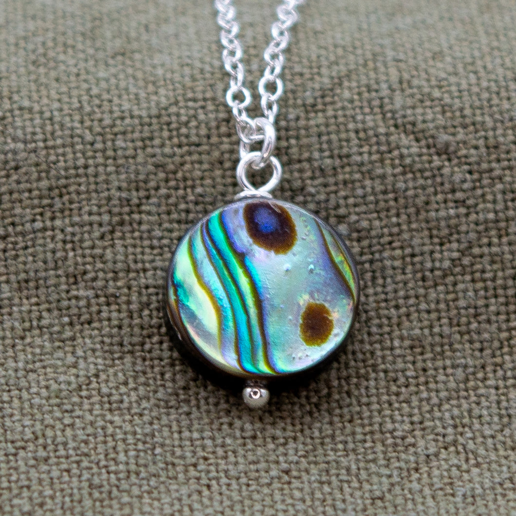 Abalone Shell Circle Necklace | Sterling Silver