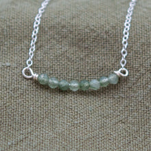 Load image into Gallery viewer, Moss Agate Faceted Bead Bar Necklace | Sterling Silver
