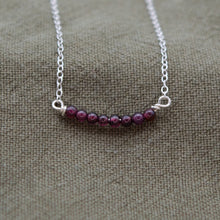 Load image into Gallery viewer, Red Garnet Bead Bar Necklace | Sterling Silver
