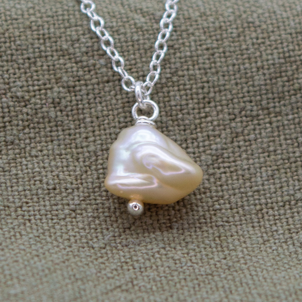 Single Baroque Freshwater Pearl Necklace | Sterling Silver