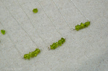 Load image into Gallery viewer, Peridot Chip Bar Necklace | Silver Plated | Sterling Silver
