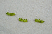 Load image into Gallery viewer, Peridot Chip Bar Necklace | Silver Plated | Sterling Silver
