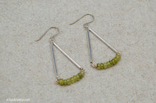 Load image into Gallery viewer, Green Garnet Andradite Drop Hook Earrings | Sterling Silver
