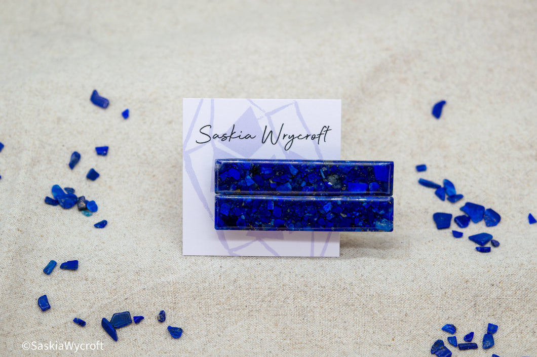 Lapis Lazuli Resin Hair Clip Barrette Set