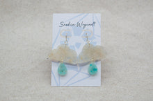 Load image into Gallery viewer, Druzy Quartz &amp; Amazonite Resin Earrings | Clouds and Rain | Silver Plated | Sterling Silver
