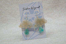 Load image into Gallery viewer, Druzy Quartz &amp; Amazonite Resin Earrings | Clouds and Rain | Silver Plated | Sterling Silver
