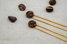 Load image into Gallery viewer, Autumn Leaf Jasper Resin Hair Pin | Hair Fork | Gold Plated

