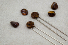 Load image into Gallery viewer, Autumn Leaf Jasper Rock Resin Hair Pin | Hair Fork | Silver Plated
