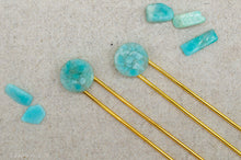 Load image into Gallery viewer, Amazonite Resin Hair Pin | Hair Fork | Gold Plated
