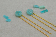 Load image into Gallery viewer, Amazonite Resin Hair Pin | Hair Fork | Gold Plated
