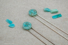 Load image into Gallery viewer, Amazonite Resin Hair Pin | Hair Fork | Silver Plated
