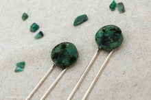 Load image into Gallery viewer, Emerald Rock Resin Hair Pin | Hair Fork | Silver Plated
