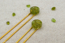 Load image into Gallery viewer, Peridot Resin Hair Pin | Hair Fork | Gold Plated
