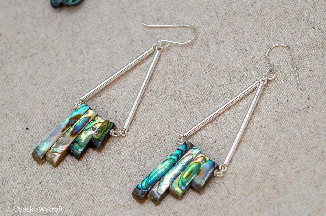 Abalone Tiered Drop Hook Earrings | Sterling Silver