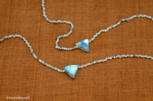 Load image into Gallery viewer, Beaded Labradorite Necklace | Faceted Triangle | Sterling Silver | Silver Plated
