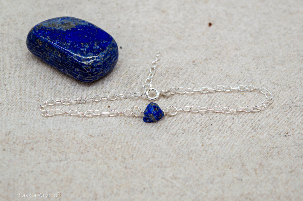 Rough Lapis Lazuli Bracelet | Sterling Silver