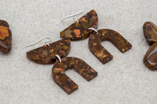 Load image into Gallery viewer, Autumn Leaf Jasper Resin Earrings | Semi Circle Arch | Sterling Silver
