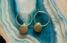Load image into Gallery viewer, Teardrop Moss Agate Hoop Earrings | Silver Plated | Sterling Silver
