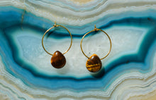 Load image into Gallery viewer, Teardrop Tigers Eye Hoop Earrings | Gold Plated

