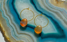 Load image into Gallery viewer, Teardrop Carnelian Hoop Earrings | Gold Plated

