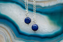 Load image into Gallery viewer, Lapis Lazuli Coin Necklace | Silver Plated | Sterling Silver

