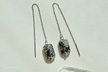 Load image into Gallery viewer, Tourmalinated Quartz Threader Earrings | Silver Plated | 3 Inch
