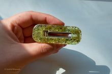 Load image into Gallery viewer, Peridot Gemstone Resin Large Rounded Rectangle Hair Clip
