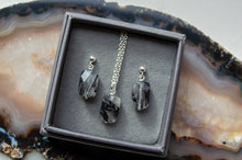 Load image into Gallery viewer, Tourmalinated Quartz Necklace and Earrings Gift Set | Silver Plated | Sterling Silver
