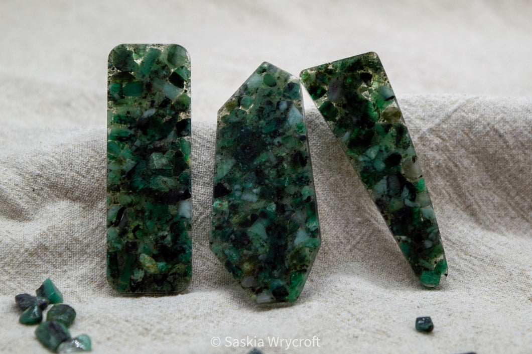 Emerald Rock Resin Hair Clip Barrette Set | Set of 3 Clips