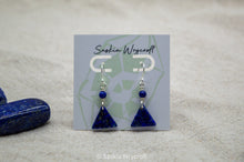 Load image into Gallery viewer, Lapis Lazuli Triangle Hook Earrings | Silver Plated | Sterling Silver
