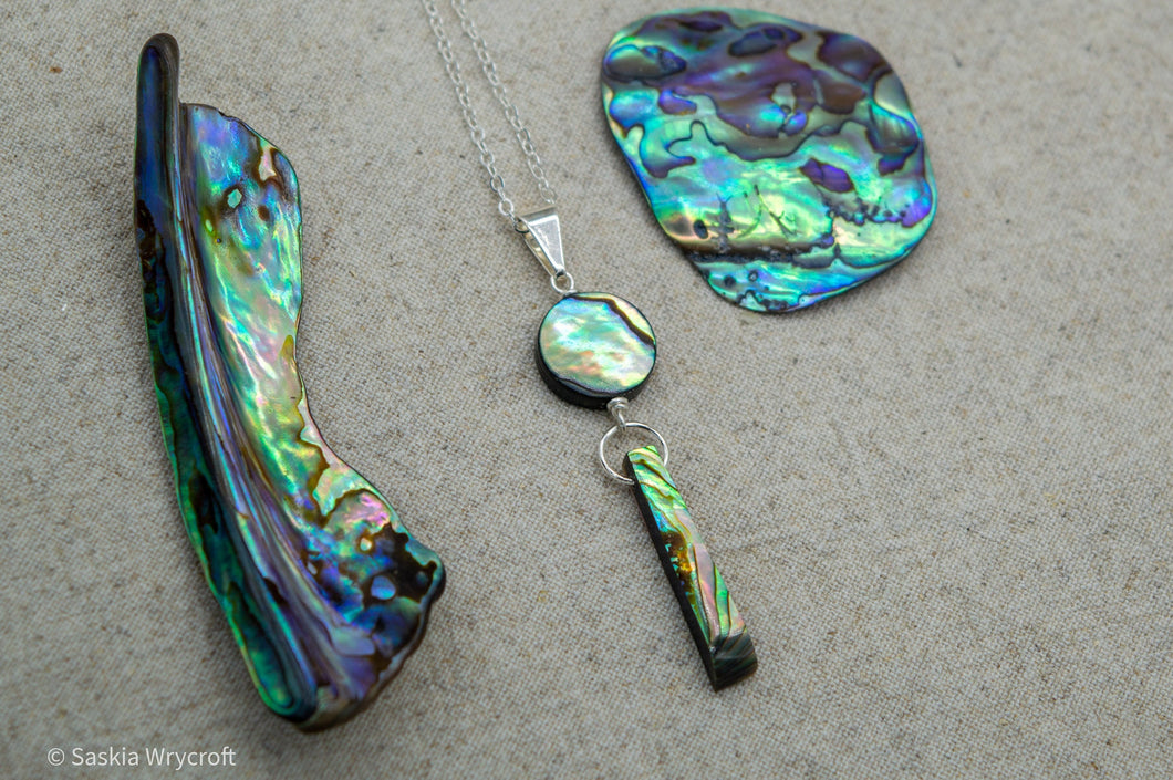Abalone Shell Wire Wrapped Necklace  | Silver Plated | Sterling Silver