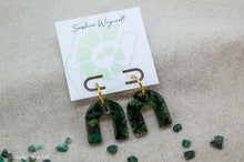 Load image into Gallery viewer, Emerald Rock Resin Arch Hoop Earrings | Gold Vermeil
