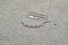 Load image into Gallery viewer, Rose Quartz Bar Beaded Necklace | Silver Plated | Sterling Silver
