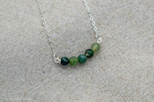 Load image into Gallery viewer, Moss Agate Beaded Bar Necklace | Sterling Silver | Silver Plated
