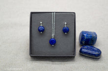 Load image into Gallery viewer, Lapis Lazuli Necklace and Earrings Gift Set | Silver Plated | Sterling Silver
